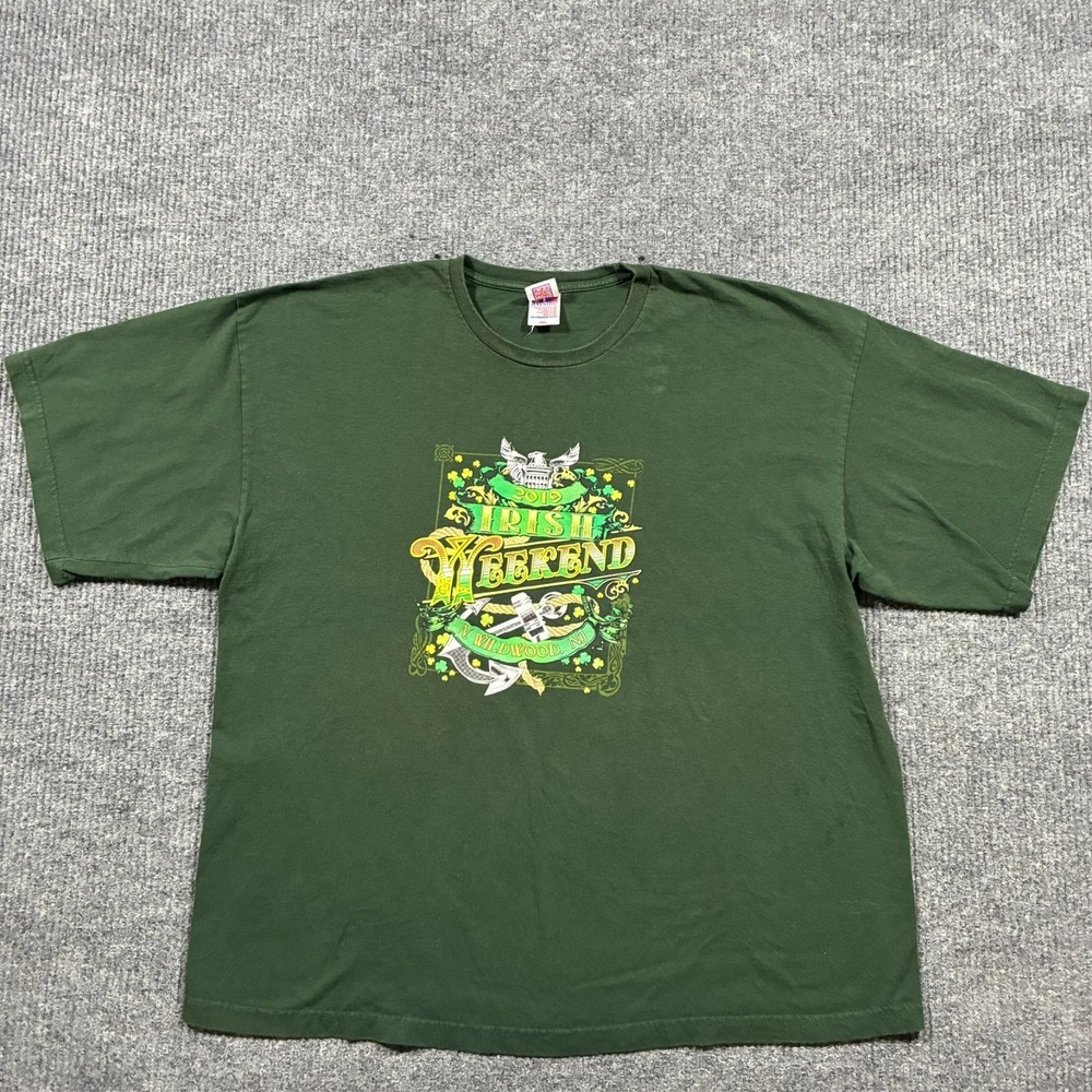 Bayside Irish Weekend 2019 Wildwood NJ T Shirt 3XL USA Made Green Graphic Tee